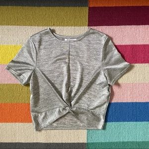 Zara silver texture cropped shirt